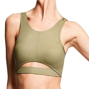 Victoria Sport Olive Army Green Shimmer Cutout Shimmer Bra Dance Top Small